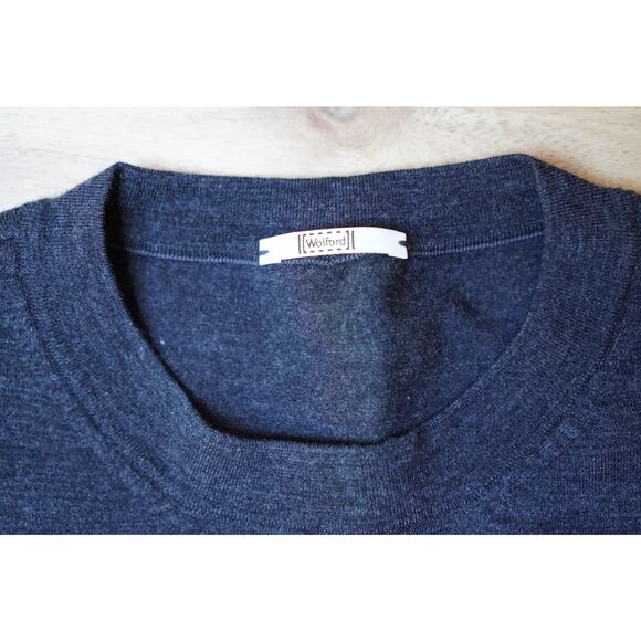 Wolford Knit Round Neck Knit Tee Top Virgin Wool Heathered Black Size Small - Picture 3 of 7